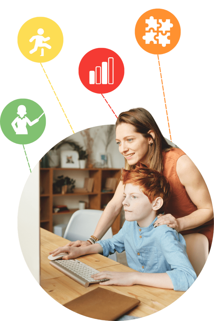 Online Education Student with Mother infront of Computer Screen | The Avatar Difference | Avatar Learning Center | STEM Education Online