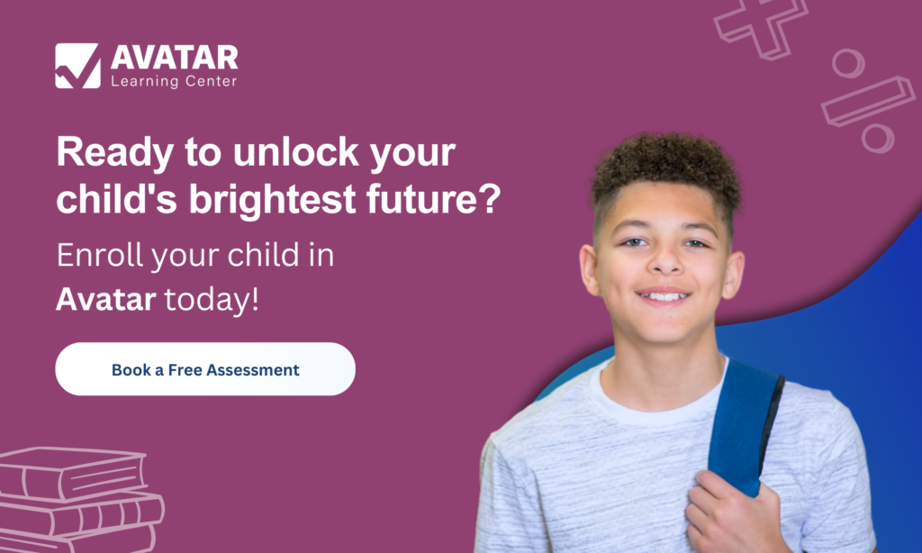 This image is used to encourage parents to enroll their children in Avatar Learning Center, emphasizing the importance of math literacy and its role in shaping a bright future.